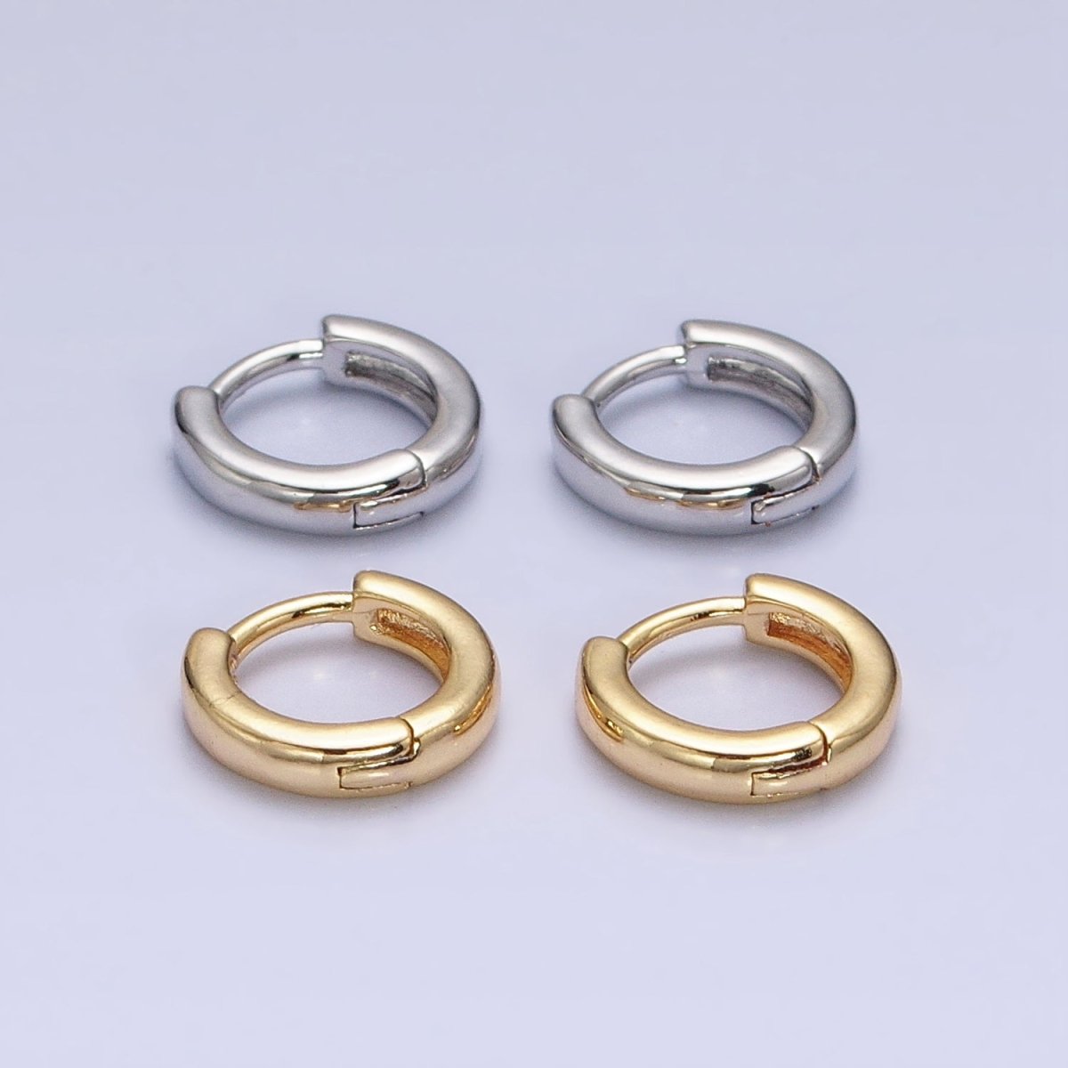 16K Gold Filled 10mm Minimalist Cartilage Huggie Earrings in Gold &amp; Silver | AD-1090 AD-1091