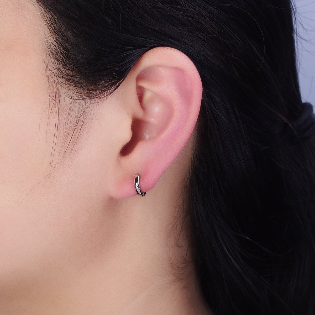 16K Gold Filled 10mm Minimalist Cartilage Huggie Earrings in Gold &amp; Silver | AD-1090 AD-1091