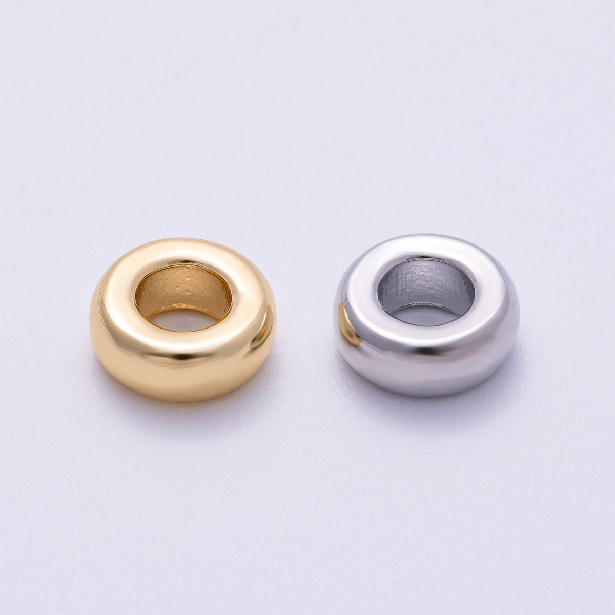 16K Gold Filled 10mm Minimalist Round Geometric Spacer Rondelle in Gold &amp; Silver | Beads-00237 Beads-00238