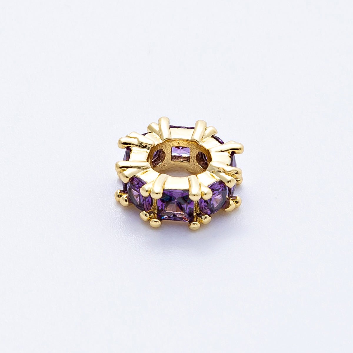 16K Gold Filled 10mm Personalized Baguette Birthstone CZ Rondelle Spacer Set | Beads-00089 - Beads-00100