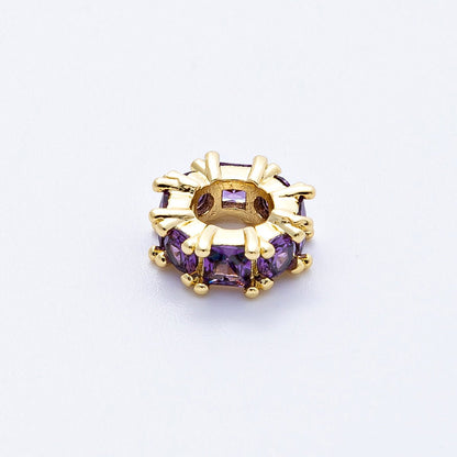 16K Gold Filled 10mm Personalized Baguette Birthstone CZ Rondelle Spacer Set | Beads-00089 - Beads-00100