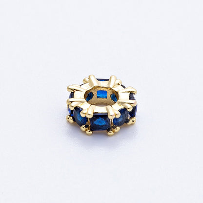 16K Gold Filled 10mm Personalized Baguette Birthstone CZ Rondelle Spacer Set | Beads-00089 - Beads-00100