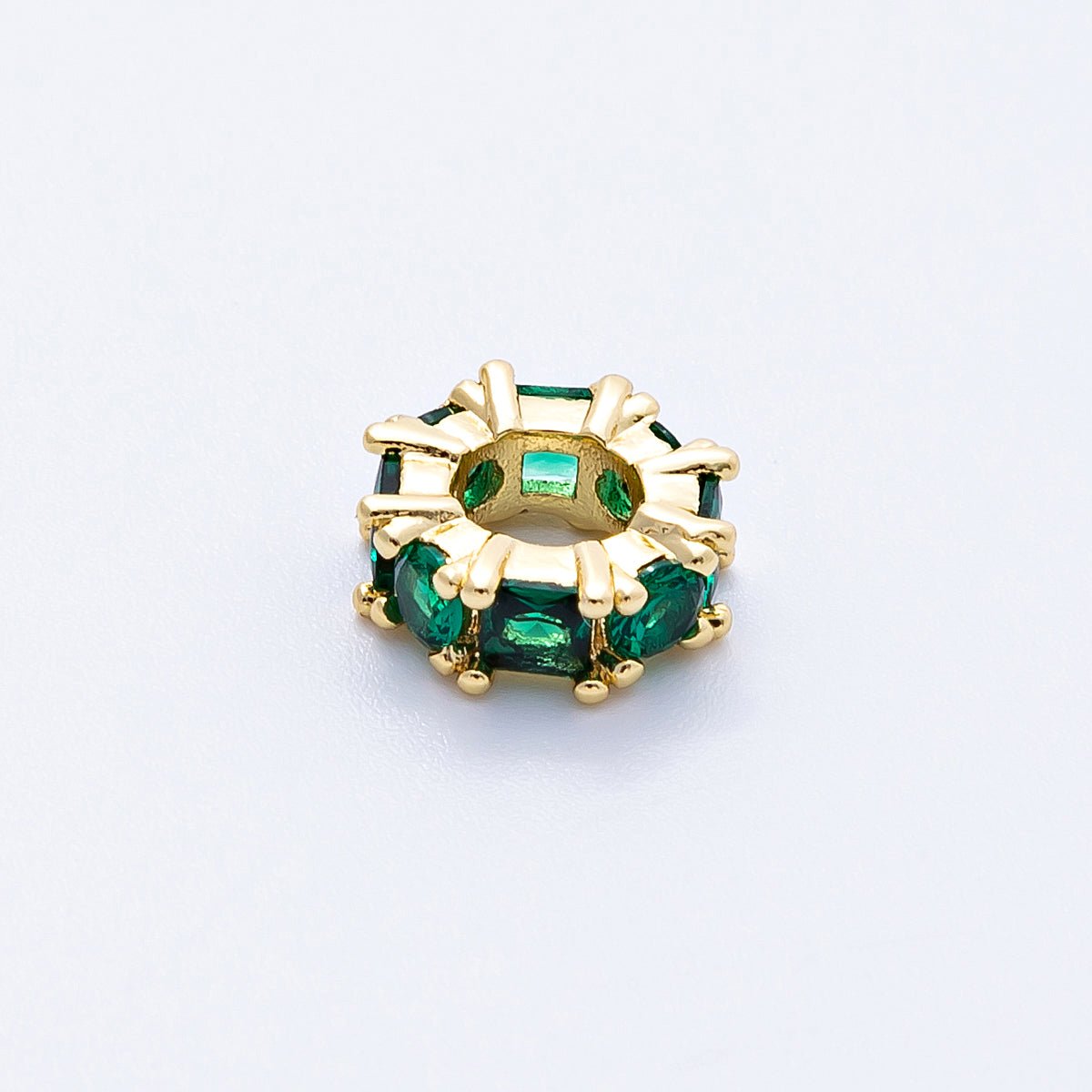 16K Gold Filled 10mm Personalized Baguette Birthstone CZ Rondelle Spacer Set | Beads-00089 - Beads-00100