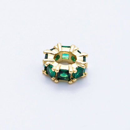 16K Gold Filled 10mm Personalized Baguette Birthstone CZ Rondelle Spacer Set | Beads-00089 - Beads-00100