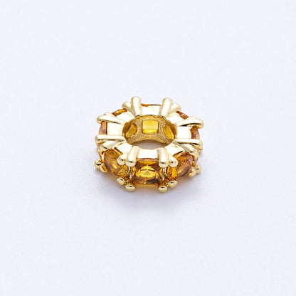 16K Gold Filled 10mm Personalized Baguette Birthstone CZ Rondelle Spacer Set | Beads-00089 - Beads-00100