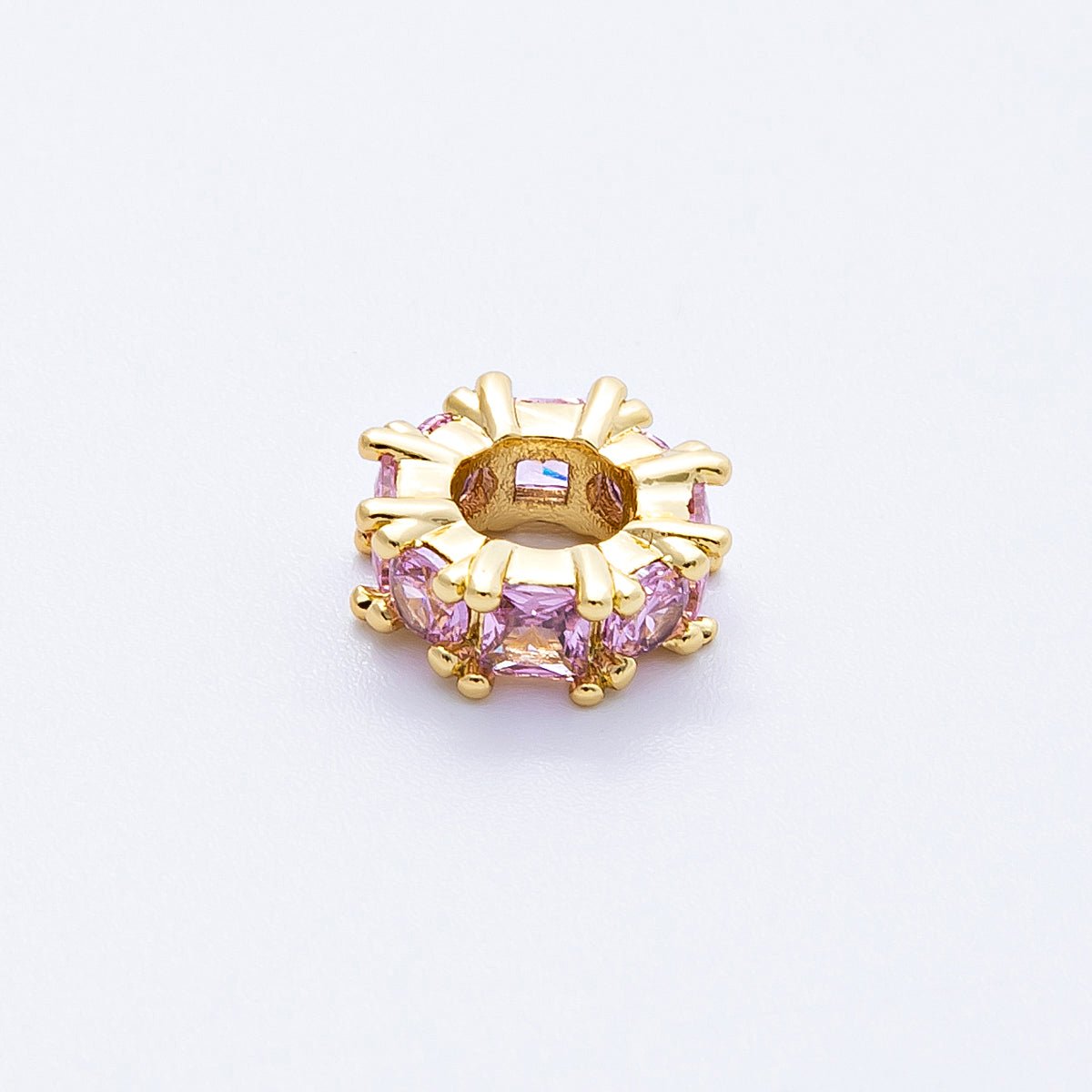 16K Gold Filled 10mm Personalized Baguette Birthstone CZ Rondelle Spacer Set | Beads-00089 - Beads-00100