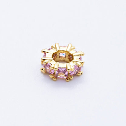 16K Gold Filled 10mm Personalized Baguette Birthstone CZ Rondelle Spacer Set | Beads-00089 - Beads-00100