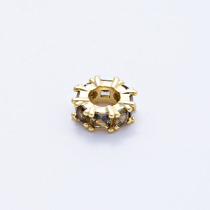 16K Gold Filled 10mm Personalized Baguette Birthstone CZ Rondelle Spacer Set | Beads-00089 - Beads-00100