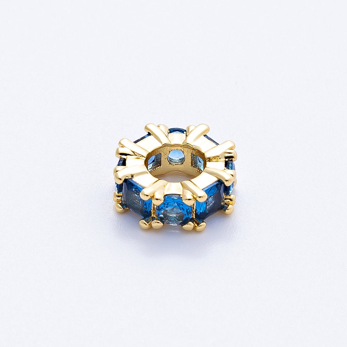 16K Gold Filled 10mm Personalized Baguette Birthstone CZ Rondelle Spacer Set | Beads-00089 - Beads-00100
