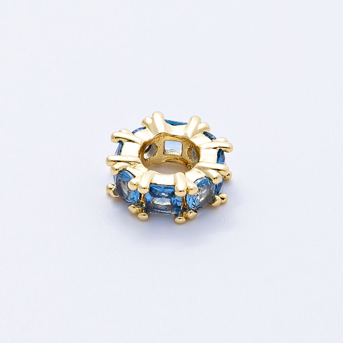 16K Gold Filled 10mm Personalized Baguette Birthstone CZ Rondelle Spacer Set | Beads-00089 - Beads-00100
