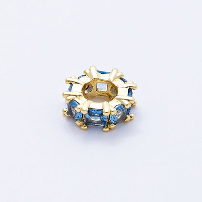 16K Gold Filled 10mm Personalized Baguette Birthstone CZ Rondelle Spacer Set | Beads-00089 - Beads-00100