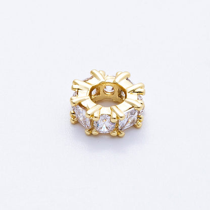 16K Gold Filled 10mm Personalized Baguette Birthstone CZ Rondelle Spacer Set | Beads-00089 - Beads-00100