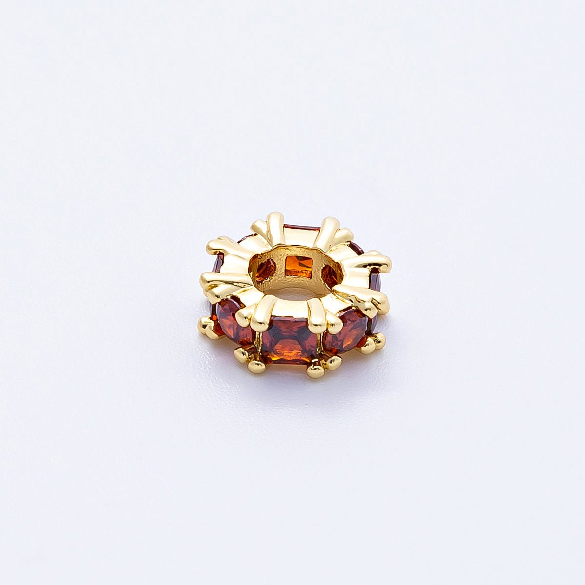 16K Gold Filled 10mm Personalized Baguette Birthstone CZ Rondelle Spacer Set | Beads-00089 - Beads-00100