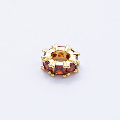 16K Gold Filled 10mm Personalized Baguette Birthstone CZ Rondelle Spacer Set | Beads-00089 - Beads-00100