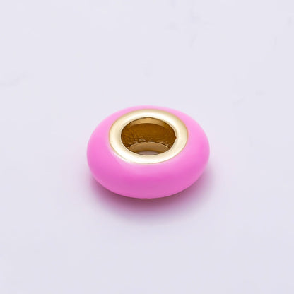 16K Gold Filled 10mm Personalized Birth Month Enamel Rondelle Bead | Beads-00466 ~ Beads-00477