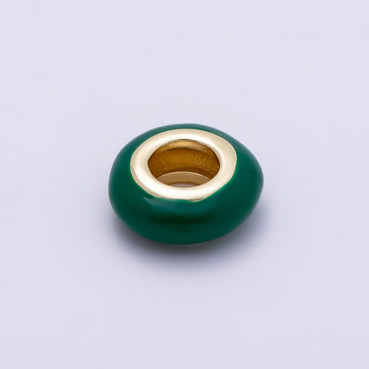 16K Gold Filled 10mm Personalized Birth Month Enamel Rondelle Bead | Beads-00466 ~ Beads-00477