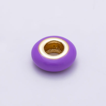 16K Gold Filled 10mm Personalized Birth Month Enamel Rondelle Bead | Beads-00466 ~ Beads-00477