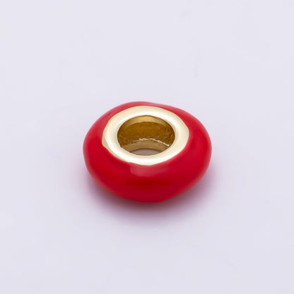 16K Gold Filled 10mm Personalized Birth Month Enamel Rondelle Bead | Beads-00466 ~ Beads-00477