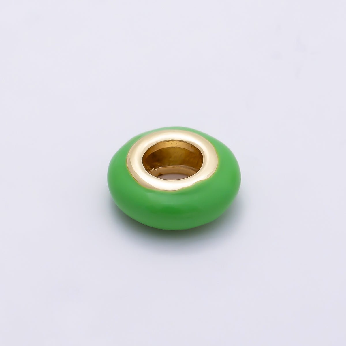 16K Gold Filled 10mm Personalized Birth Month Enamel Rondelle Bead | Beads-00466 ~ Beads-00477