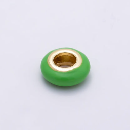 16K Gold Filled 10mm Personalized Birth Month Enamel Rondelle Bead | Beads-00466 ~ Beads-00477