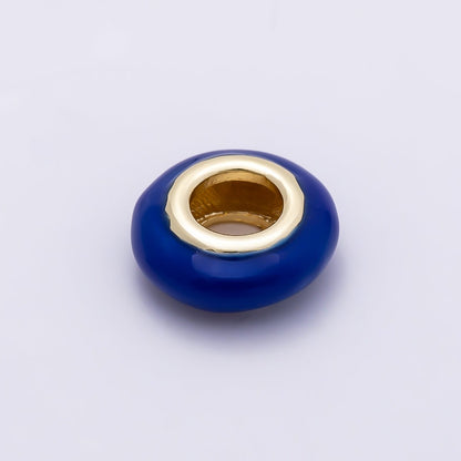 16K Gold Filled 10mm Personalized Birth Month Enamel Rondelle Bead | Beads-00466 ~ Beads-00477