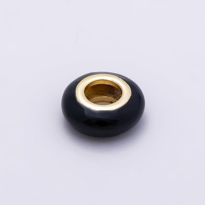16K Gold Filled 10mm Personalized Birth Month Enamel Rondelle Bead | Beads-00466 ~ Beads-00477