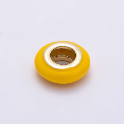 16K Gold Filled 10mm Personalized Birth Month Enamel Rondelle Bead | Beads-00466 ~ Beads-00477