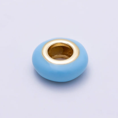 16K Gold Filled 10mm Personalized Birth Month Enamel Rondelle Bead | Beads-00466 ~ Beads-00477