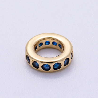 16K Gold Filled 10mm Personalized Round Dotted Birthstone CZ Rondelle Spacer Set | Beads-00248 ~ Beads-00259