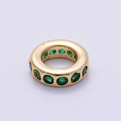 16K Gold Filled 10mm Personalized Round Dotted Birthstone CZ Rondelle Spacer Set | Beads-00248 ~ Beads-00259