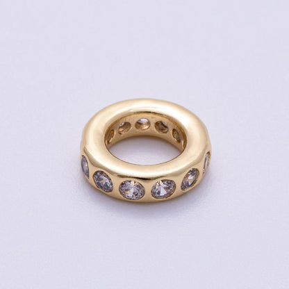 16K Gold Filled 10mm Personalized Round Dotted Birthstone CZ Rondelle Spacer Set | Beads-00248 ~ Beads-00259