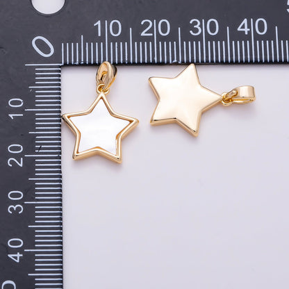 16K Gold Filled 10mm Shell Pearl Celestial Star Charm in Gold &amp; Silver | Charms-01514 Charms-01515