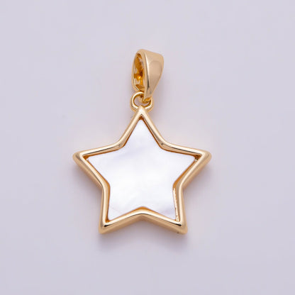 16K Gold Filled 10mm Shell Pearl Celestial Star Charm in Gold &amp; Silver | Charms-01514 Charms-01515