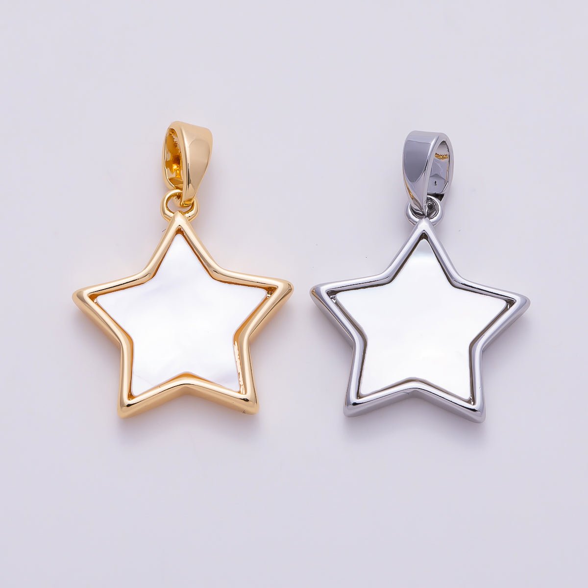 16K Gold Filled 10mm Shell Pearl Celestial Star Charm in Gold &amp; Silver | Charms-01514 Charms-01515