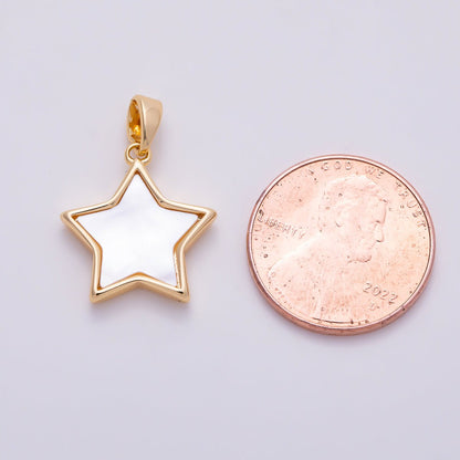 16K Gold Filled 10mm Shell Pearl Celestial Star Charm in Gold &amp; Silver | Charms-01514 Charms-01515