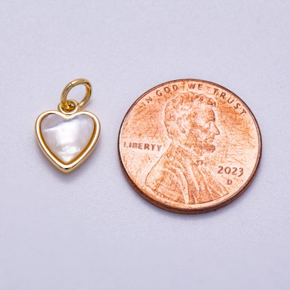 16K Gold Filled 10mm Shell Pearl Heart Bezel Mini Charm | Charms-00593