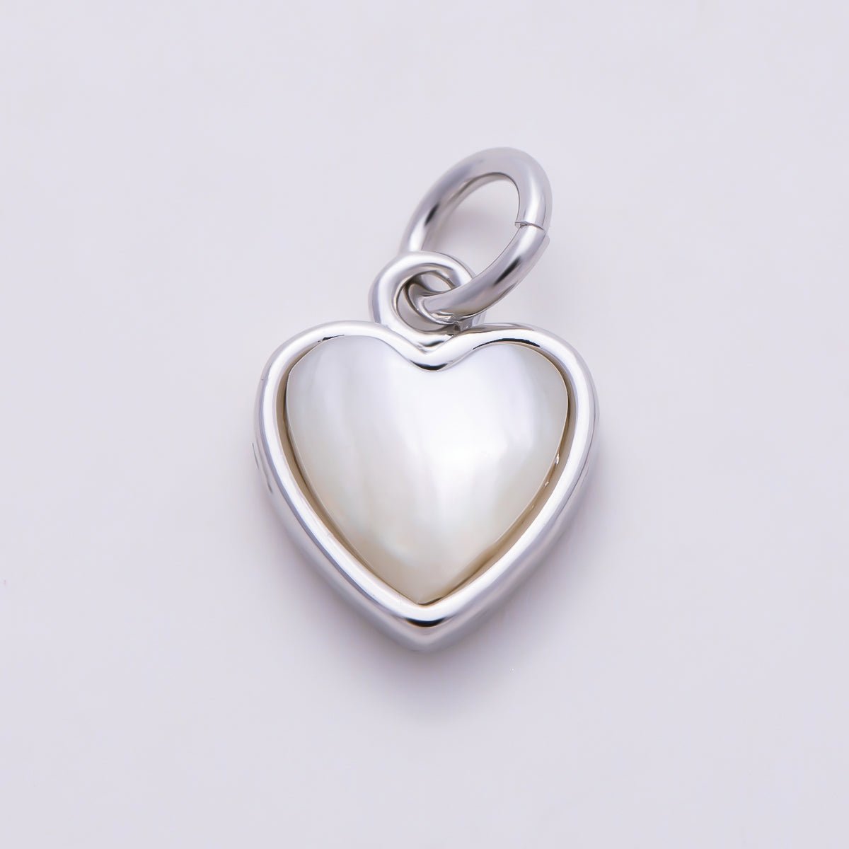 16K Gold Filled 10mm Shell Pearl Heart Bezel Mini Charm in Gold &amp; Silver | Charms-00593 Charms-01519