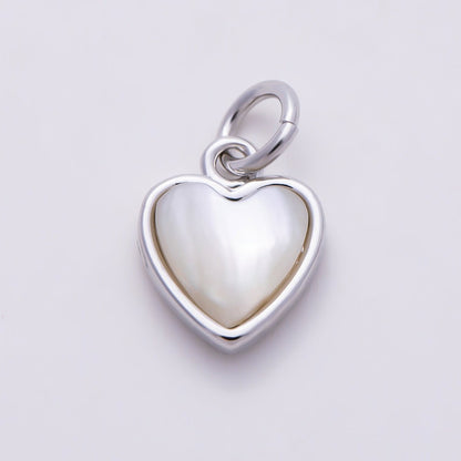16K Gold Filled 10mm Shell Pearl Heart Bezel Mini Charm in Gold &amp; Silver | Charms-00593 Charms-01519
