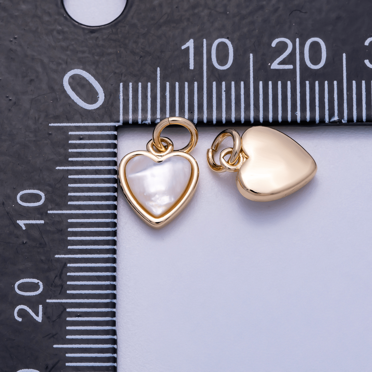16K Gold Filled 10mm Shell Pearl Heart Bezel Mini Charm in Gold &amp; Silver | Charms-00593 Charms-01519