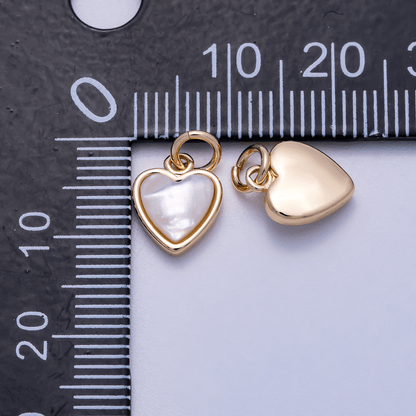 16K Gold Filled 10mm Shell Pearl Heart Bezel Mini Charm in Gold &amp; Silver | Charms-00593 Charms-01519