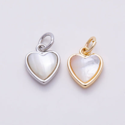 16K Gold Filled 10mm Shell Pearl Heart Bezel Mini Charm in Gold &amp; Silver | Charms-00593 Charms-01519