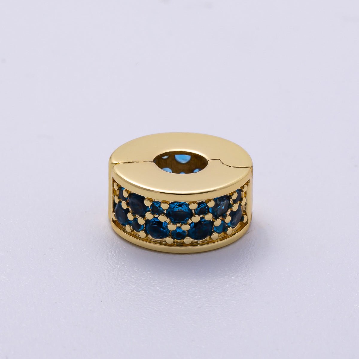 16K Gold Filled 10mm Snap Clip Open Micro Paved CZ Birthstone Spacer Rondelle Personalized Set | Beads-00220 ~ Beads-00231