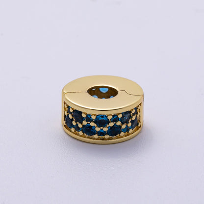 16K Gold Filled 10mm Snap Clip Open Micro Paved CZ Birthstone Spacer Rondelle Personalized Set | Beads-00220 ~ Beads-00231