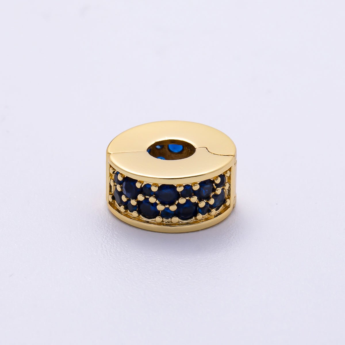 16K Gold Filled 10mm Snap Clip Open Micro Paved CZ Birthstone Spacer Rondelle Personalized Set | Beads-00220 ~ Beads-00231