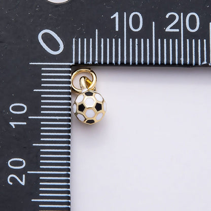 16K Gold Filled 10mm Soccer Ball Enamel Charm | Charms-00746