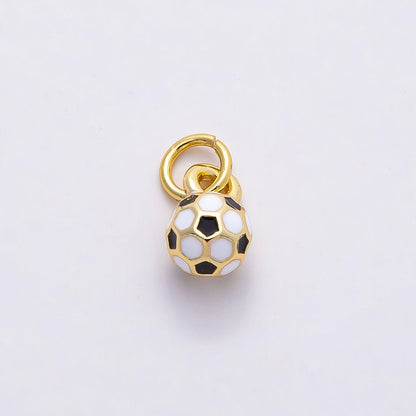 16K Gold Filled 10mm Soccer Ball Enamel Charm | Charms-00746
