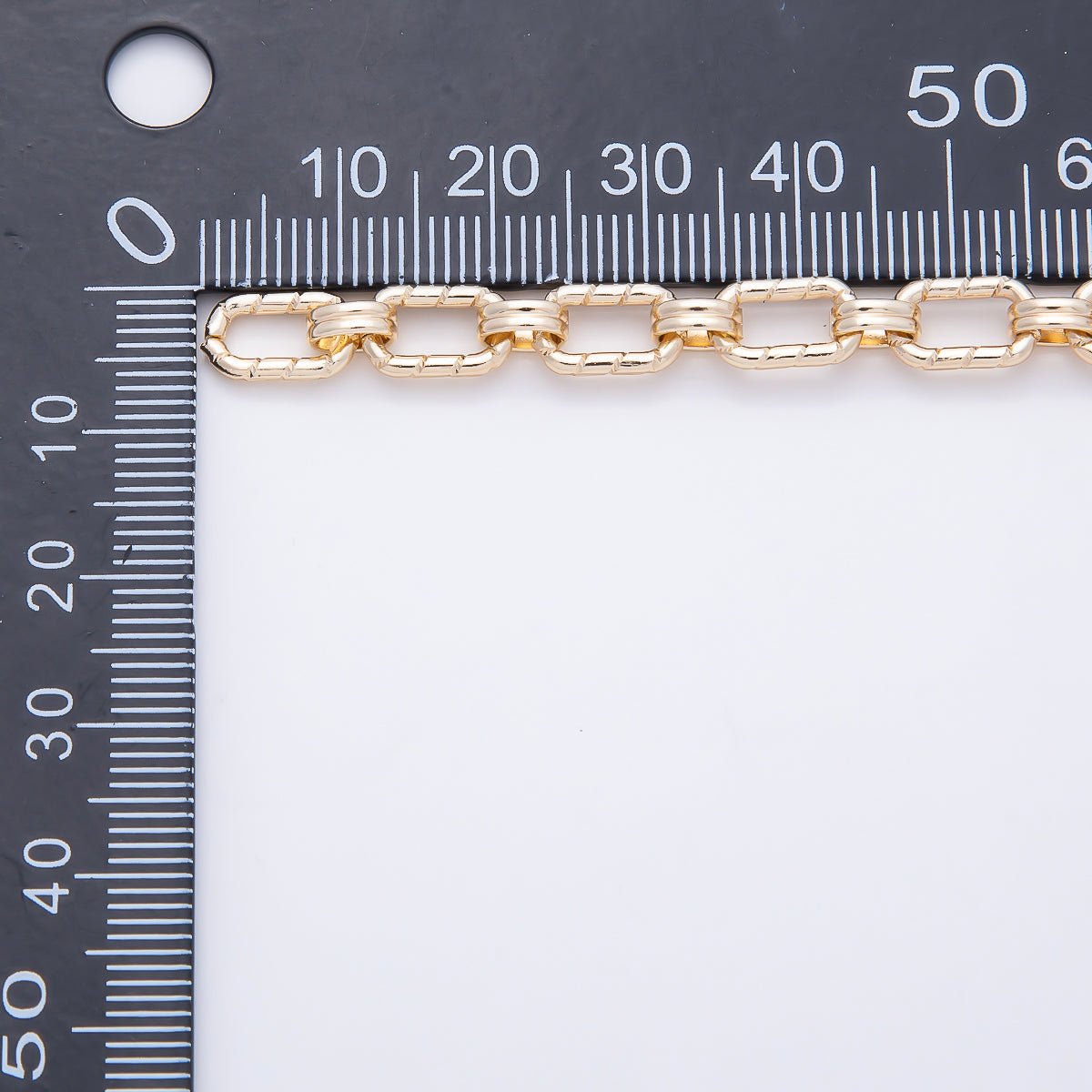 16K Gold Filled 10mm x 6mm Lined Paperclip w Double Cable Link Unfinished Chain by Yard | Roll-01894