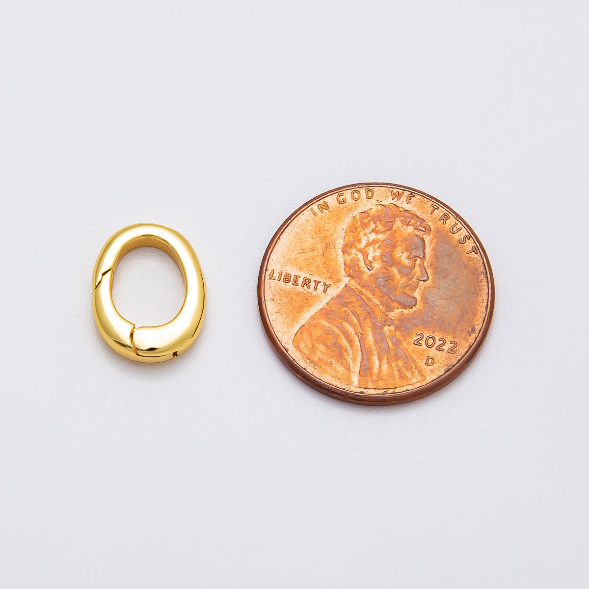 16K Gold Filled 11.5mm Minimalist Push Gate Oval Enhancer Charm Holder | Findings-00134
