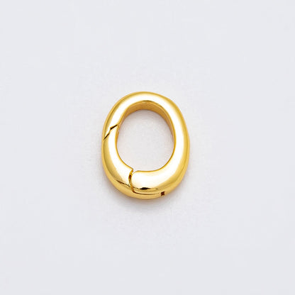 16K Gold Filled 11.5mm Minimalist Push Gate Oval Enhancer Charm Holder | Findings-00134