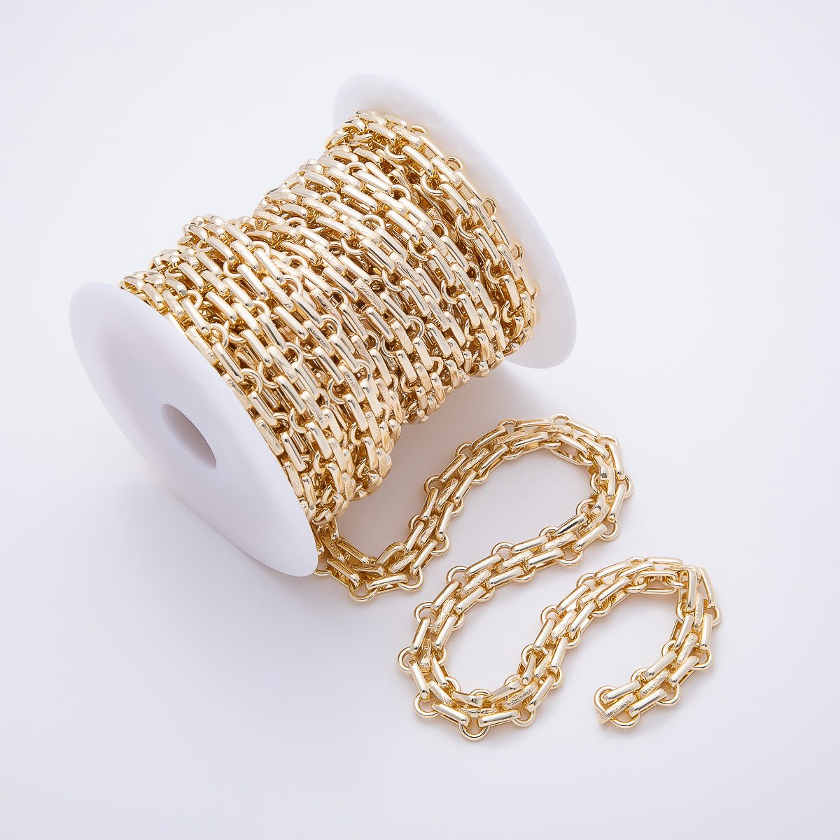16K Gold Filled 11.5mm Multi Paperclip Geometric Link Unfinished Chain by Yard | Roll-01895